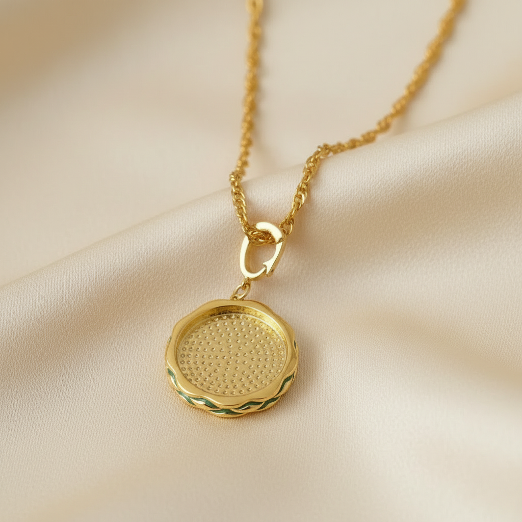 Vintage Flora Enamel Medallion Necklace