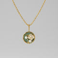 Vintage Flora Enamel Medallion Necklace