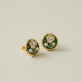 Vintage Flora Enamel Medallion Earring